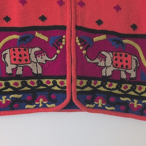 Vintage Lisa Nichols Large 100% Cotton Zip Up Sweater Vest Eclectic Boho Indie - Picture 2 of 6